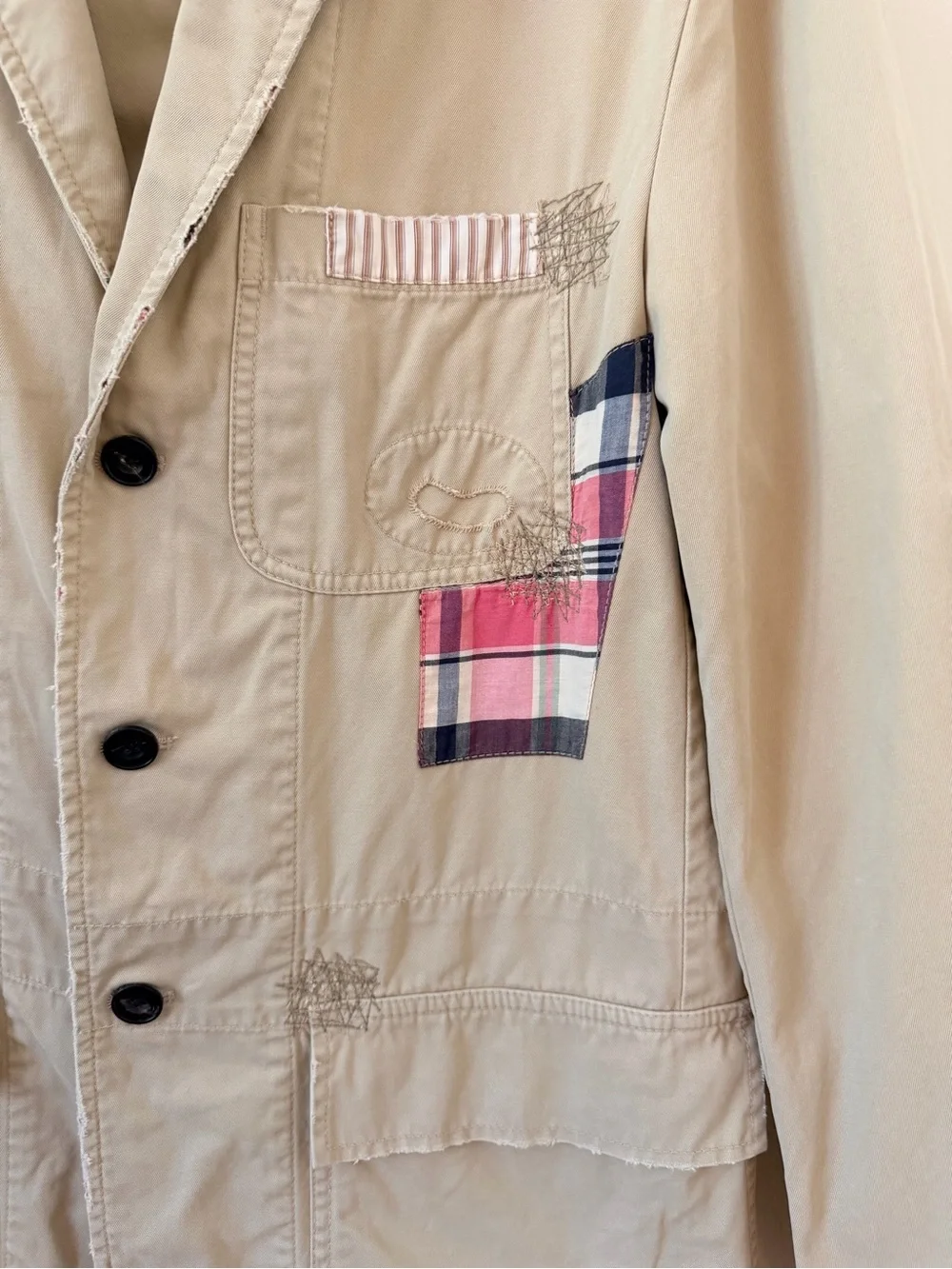 Rare Vintage Polo Ralph Lauren SAMPLE Patchwork Blazer Mens L 1990s Americana